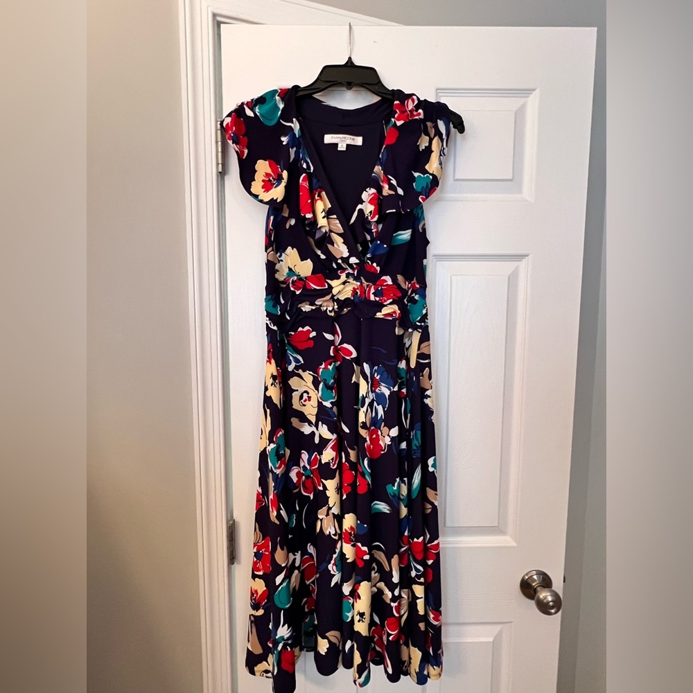 Evan Picone Dark Blue Floral Halter style Dreas - Size 10